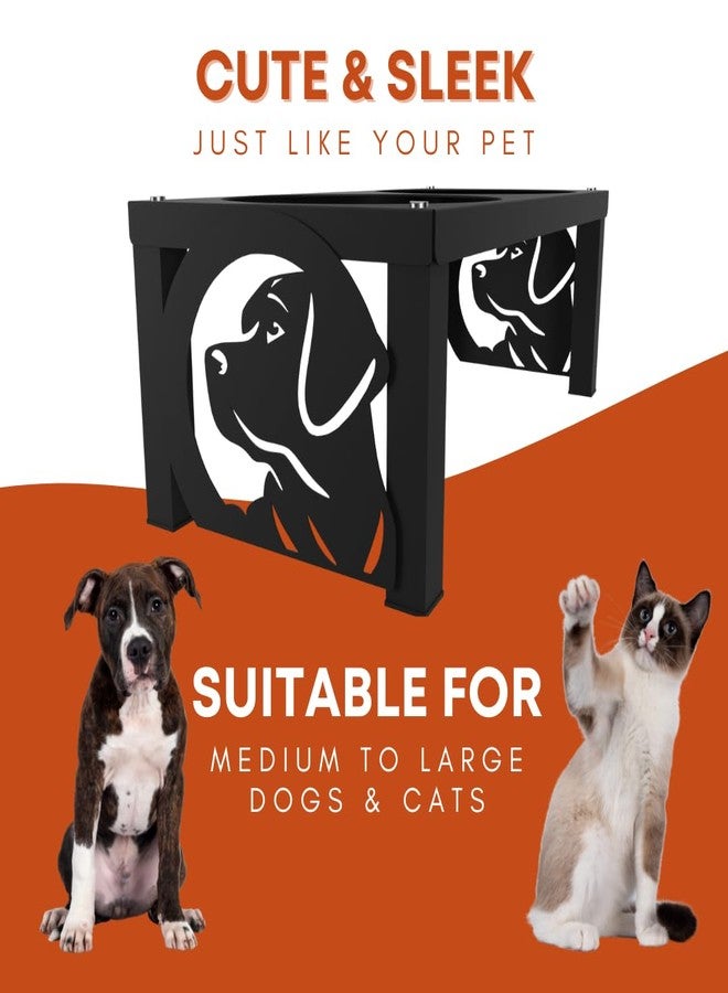 كوجو وعاء طعام COGO Masty للحيوانات الأليفة | وعاءان من الفولاذ المقاوم للصدأ (سعة كل منهما 1000 مل) | أوعية طعام مرتفعة للكلاب والقطط متوسطة وكبيرة الحجم | 5.5 × 7.5 × 15 بوصة | إطار معدني قوي وثابت | اللون: أسود مطفي - Image 5